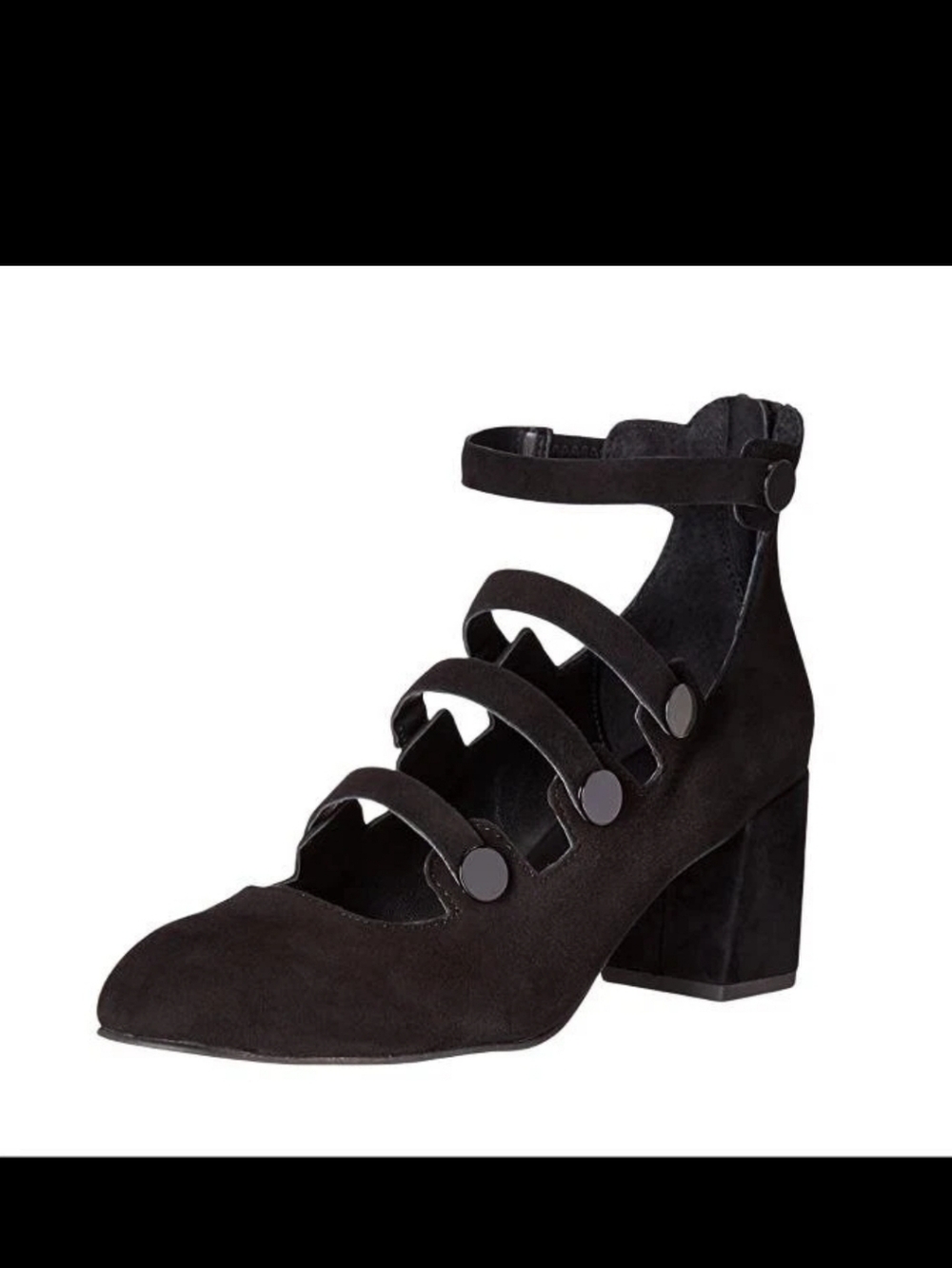 Rebecca Minkoff Women's Black Strappy Block Heel Pump with Ankle Strap